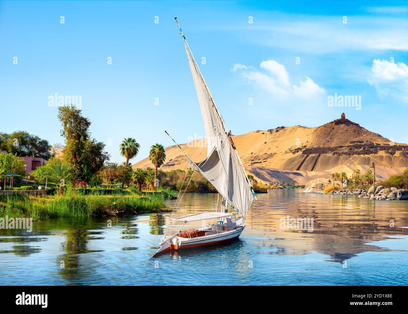 Barche a vela sul Nilo Foto Stock