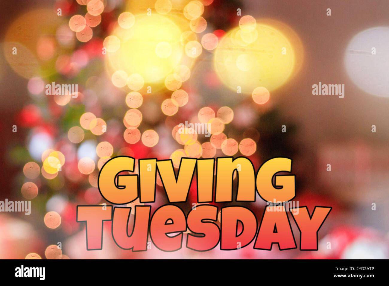 Banner Giving tuesday. L'immagine con il testo.Capodanno. Palle di Natale. Fianco. Foto Stock