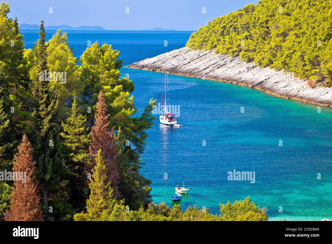 Korcula. Vista della baia di Pupnatska Luka sull'isola di Korcula Foto Stock