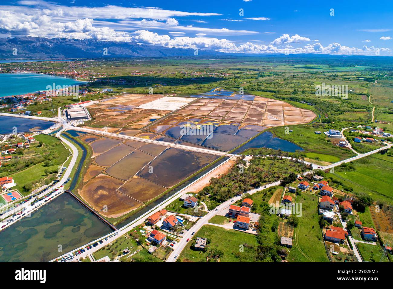 Nin. Vista aerea dello storico stabilimento di produzione di sale marino di Nin Foto Stock