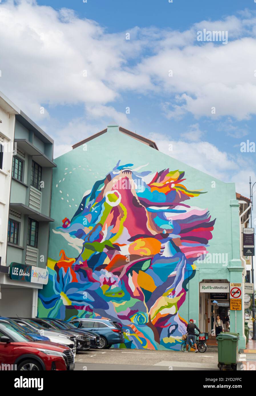 Colorato murale di Wayward Clouds a Katong Singapore Foto Stock
