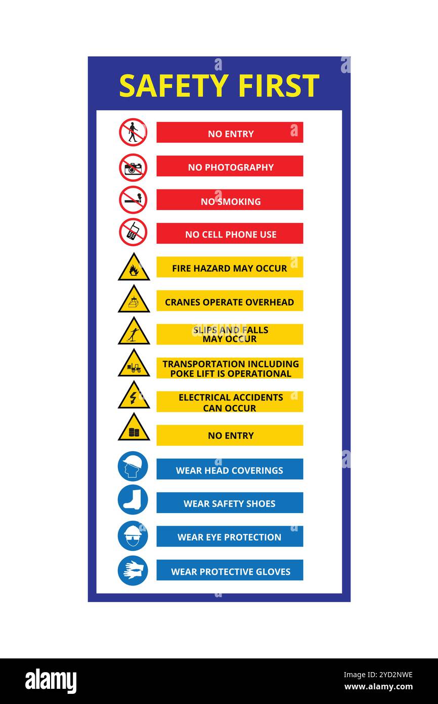 le icone safety first board design template vector Illustrazione Vettoriale