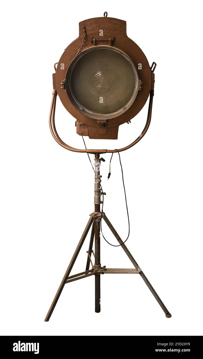 Un Teatro d'epoca, un film o una TV Studio Light, isolato su uno sfondo bianco Foto Stock
