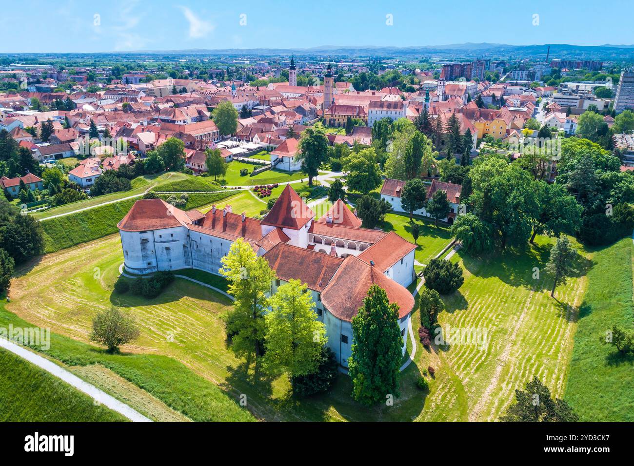 Città storica di Varazdin vista aerea Foto Stock