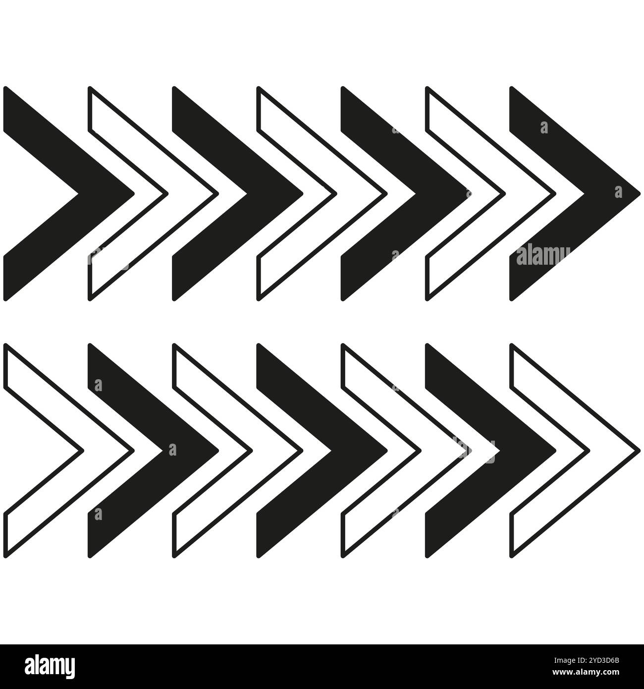 Schema freccia a freccia. Design geometrico ripetuto. Simmetria bianco e nero. Simbolo astratto vettoriale. Illustrazione Vettoriale
