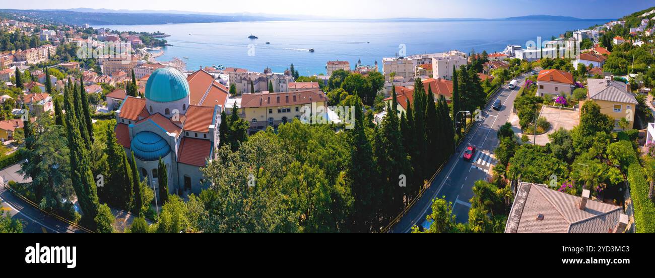 Vista panoramica aerea di Abbazia, destinazione turistica sulla costa adriatica Foto Stock