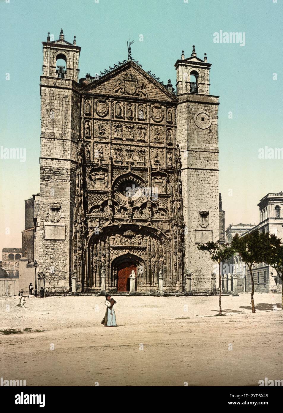 Die Iglesia conventual de San Pablo oder San Pablo de Valladolid ist eine Kirche und ein ehemaliges Kloster im isabellinischen Stil in der Stadt Valladolid in Kastilien und León, Spanien. Digital restaurierte Reproduktion eines Originals aus dem 19. Jahrhundert, Aufnahmedatum nicht angegeben, l'Iglesia conventual de San Pablo o San Pablo de Valladolid è una chiesa ed ex convento, in stile Isabellino, nella città di Valladolid, in Castiglia e León, in Spagna, riproduzione restaurata digitalmente da un originale del XIX secolo, data di registrazione non dichiarata Foto Stock