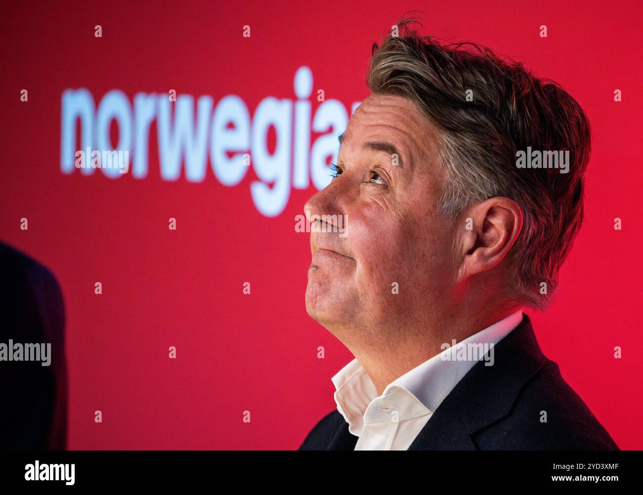 Oslo 20241025. CEO di Norwegian Geir Karlsen durante la presentazione in cui la compagnia aerea Norwegian ASA presenta i risultati per il terzo trimestre. Foto: OLE Berg-Rusten / NTB Foto Stock