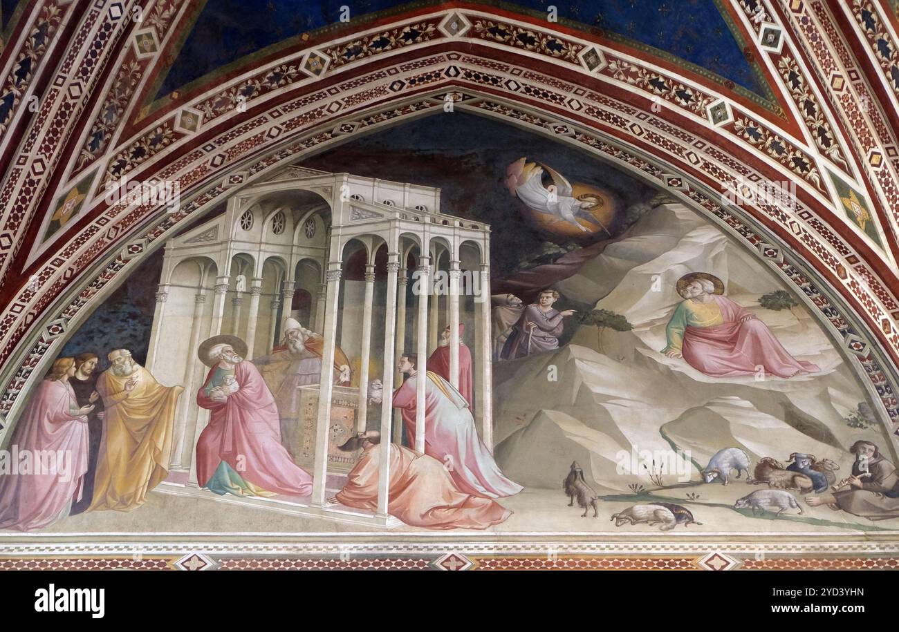 San Gioacchino espulso dal tempio, dettaglio da storie della Vergine, affresco di Taddeo Gaddi (1295-1366), Bandini Baronc Foto Stock