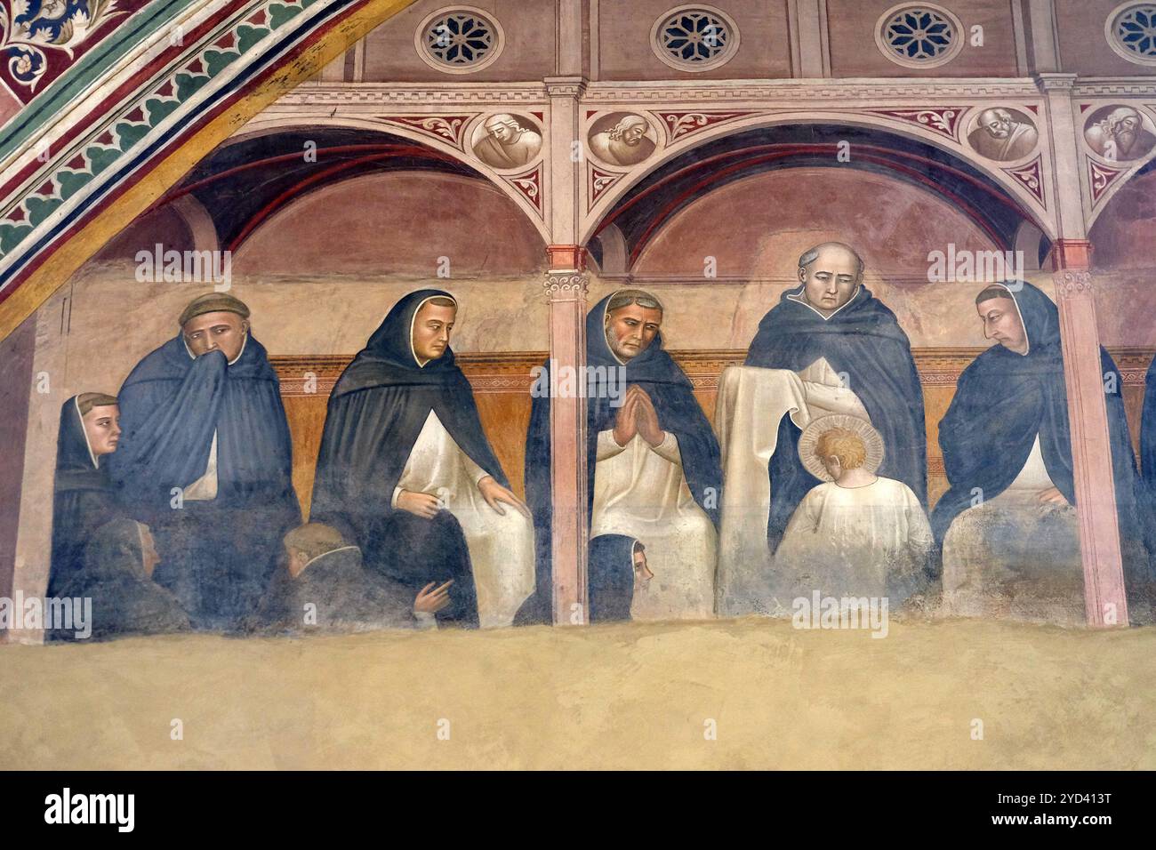 San Pietro riceve l'abitudine domenicana, affresco di Andrea di Bonaiuto nella Cappella spagnola, Santa Maria Novella domenicana principale Foto Stock