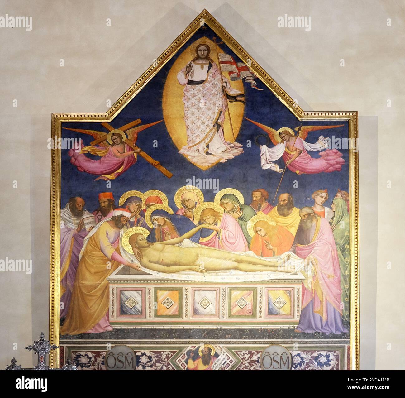 Deposizione e risurrezione di Gesù di Niccolo di Pietro Gerini, Pittura altare a San Carlo dei Lombardi Churc Foto Stock