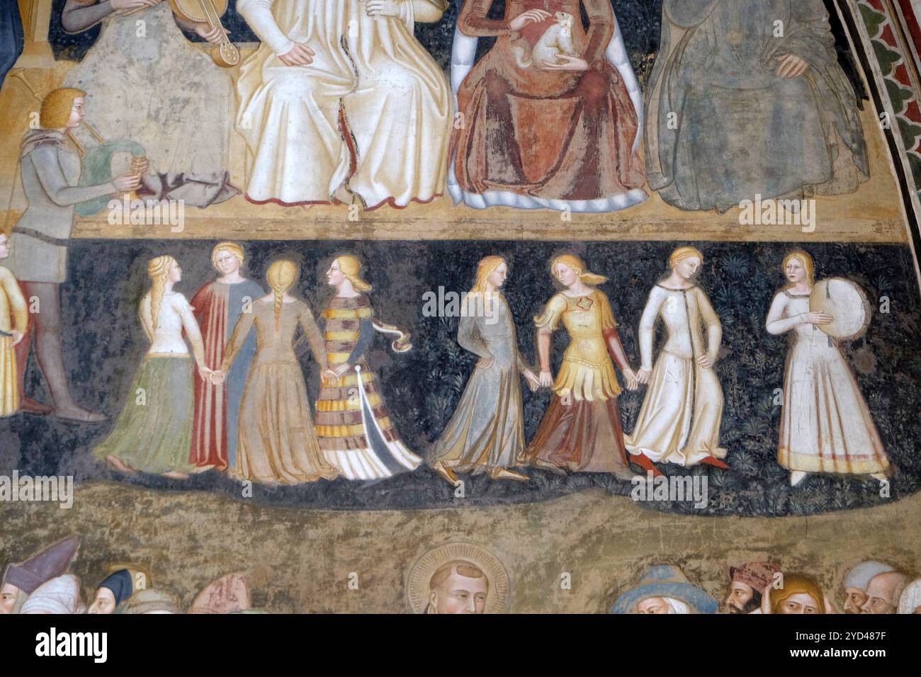 Particolare dell'affresco della Chiesa attiva e trionfante di Andrea di Bonaiuto, Cappella spagnola in Santa Maria Novella Principal Dominic Foto Stock