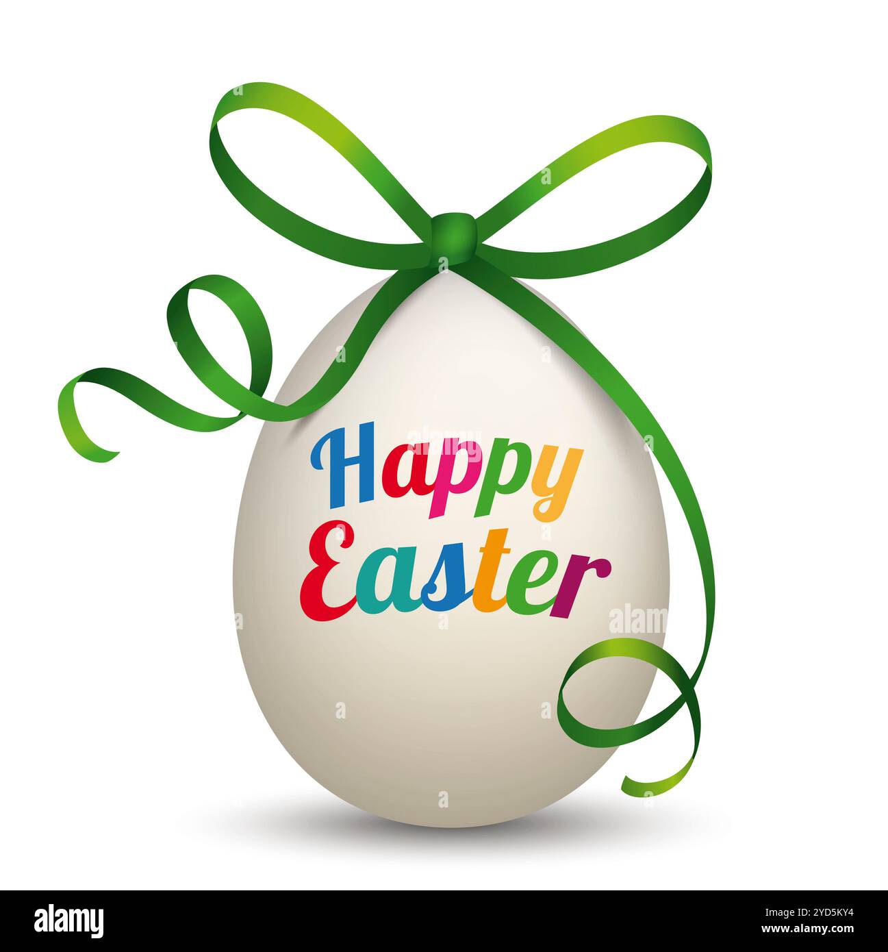 Uovo con nastro verde testo e buona Pasqua. Eps 10 file vettoriale. Foto Stock
