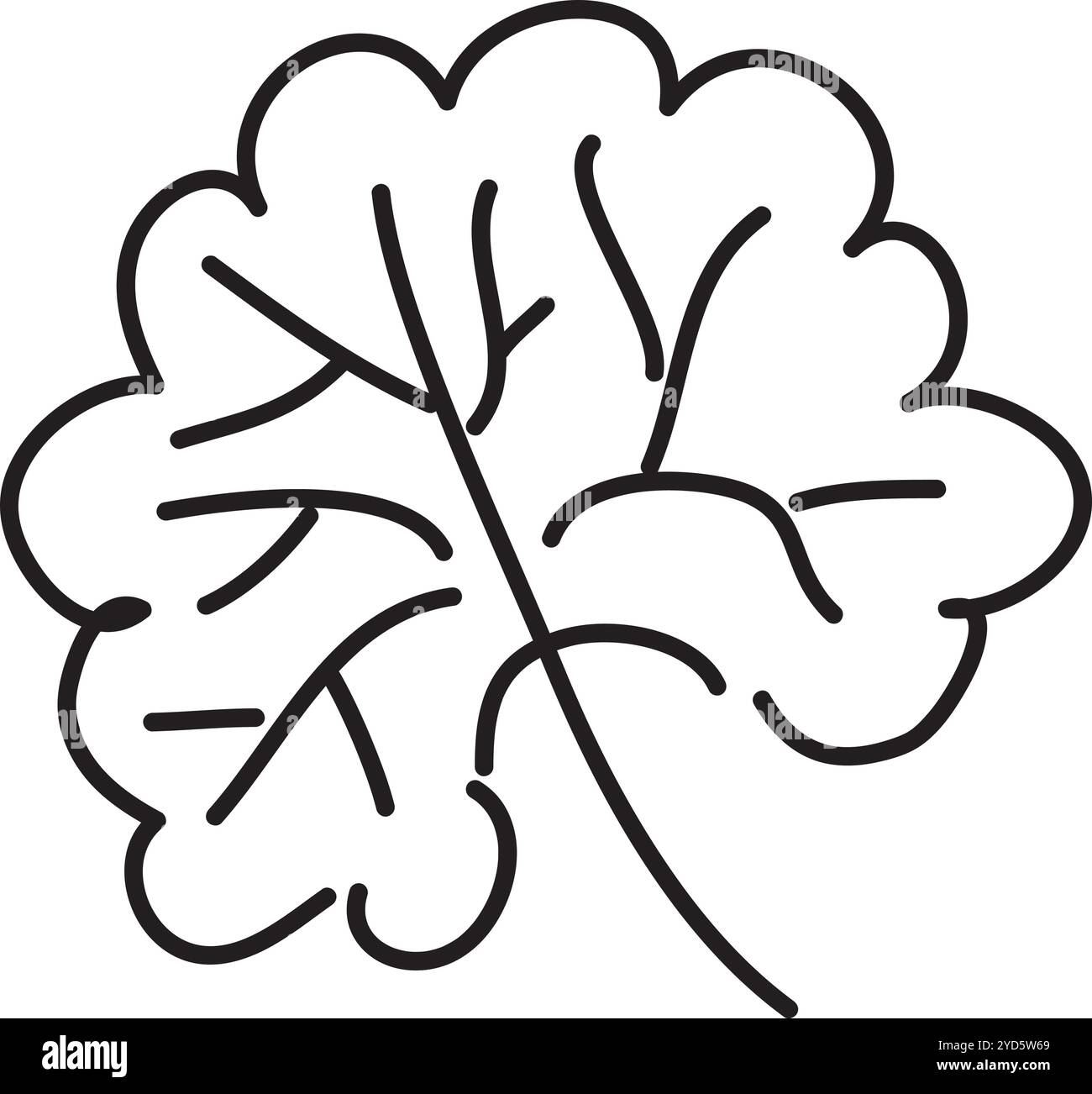 Foglio rotondo con bordi arrotondati, disegnato a mano con pennello nero, sfondo bianco, facile da modificare, cartone animato Illustrazione Vettoriale