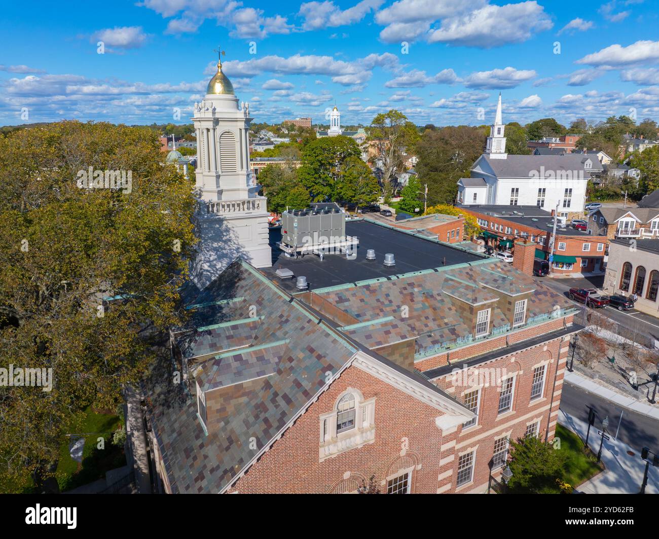 Tribunale della contea di Newport, alias Florence K. Murray, vista aerea del complesso giudiziario presso Washington Square nel centro di Newport, Rhode Island, Rhode Island, USA. Foto Stock