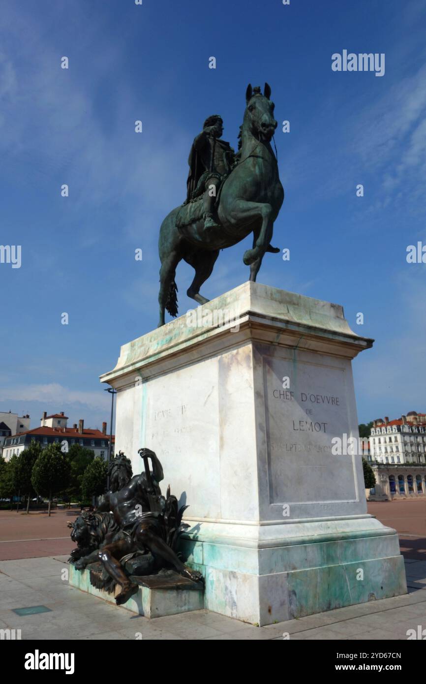 Statua equestre di Luigi XIV a Lione, Francia Foto Stock