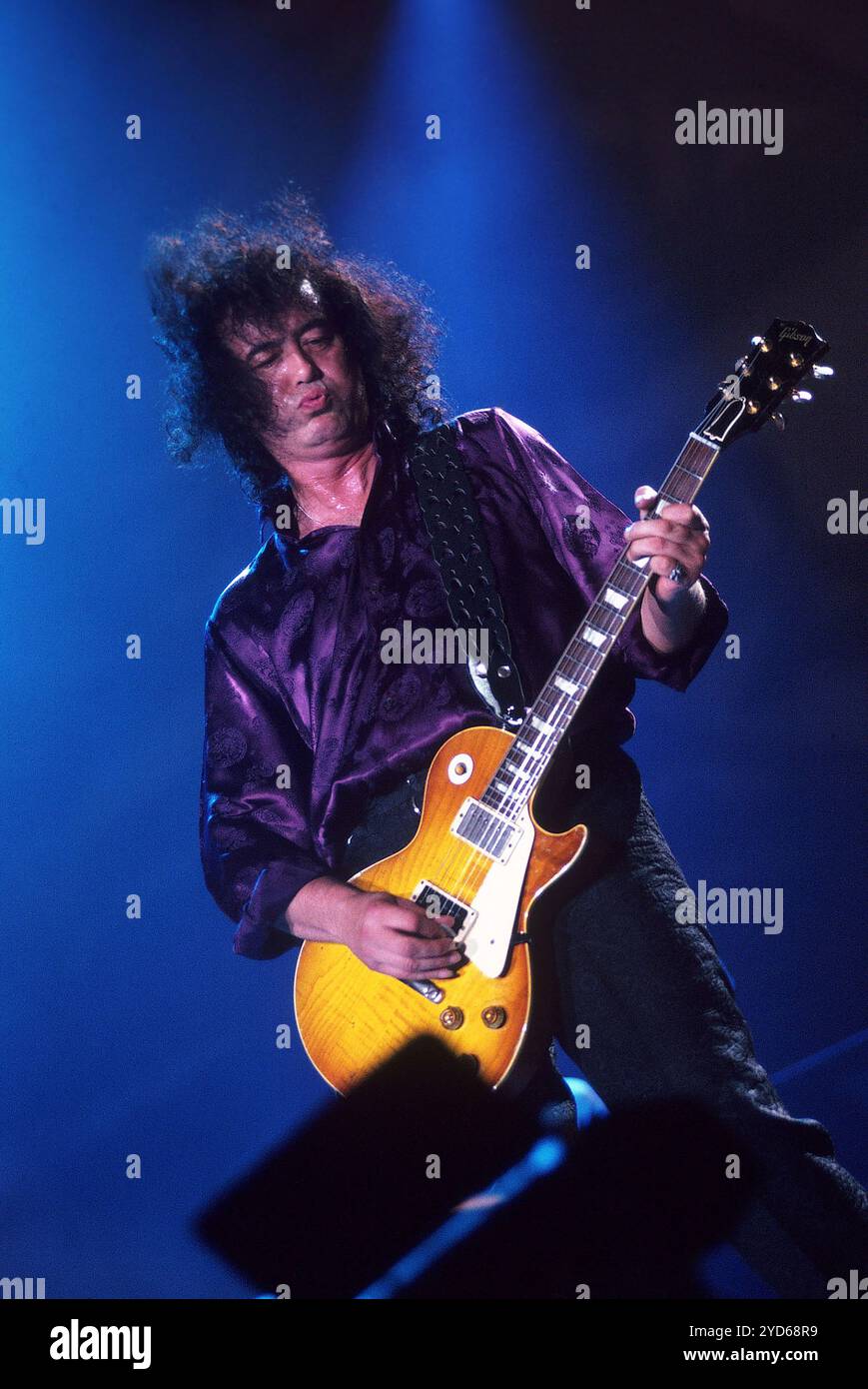 JIMMY PAGE musicista rock britannico intorno al 1978 con una chitarra Les Paul Gibson Foto Stock