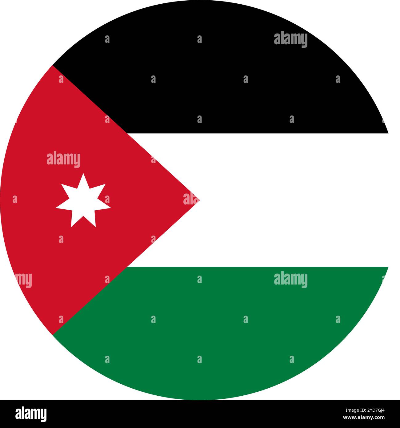 Jordan Circle Flag, Circle Flag of Jordan, immagini vettoriali Illustrazione Vettoriale