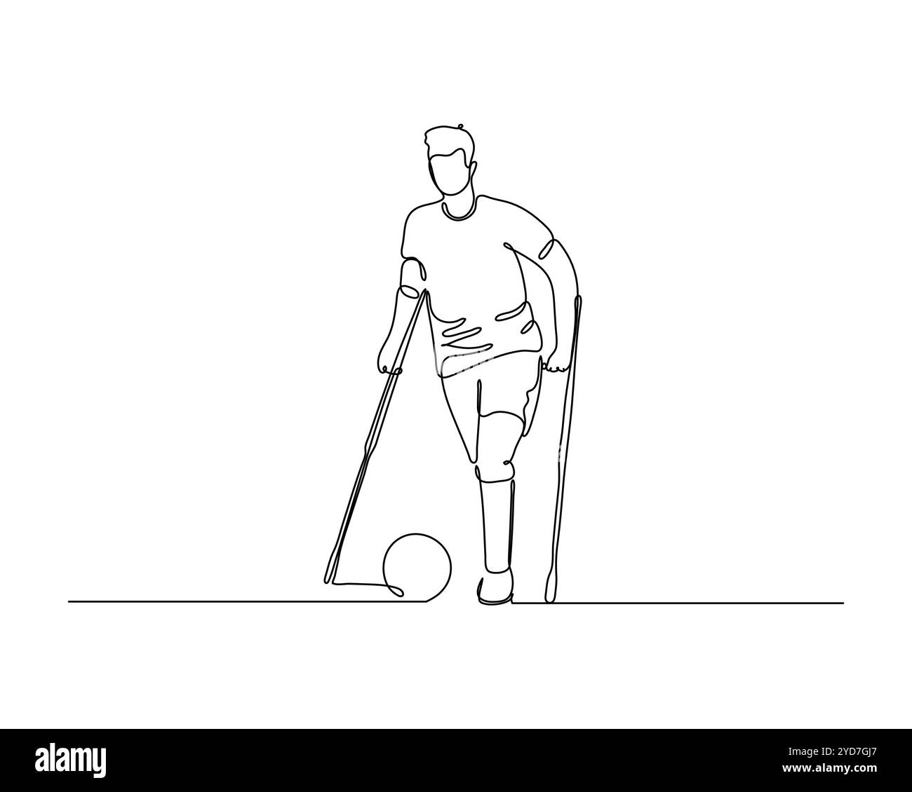Una singola linea disegnata da un determinato atleta su una sedia a rotelle, che mostra la loro forza e la loro determinazione mentre gareggiano in avanti. Unificante e stimolante Illustrazione Vettoriale