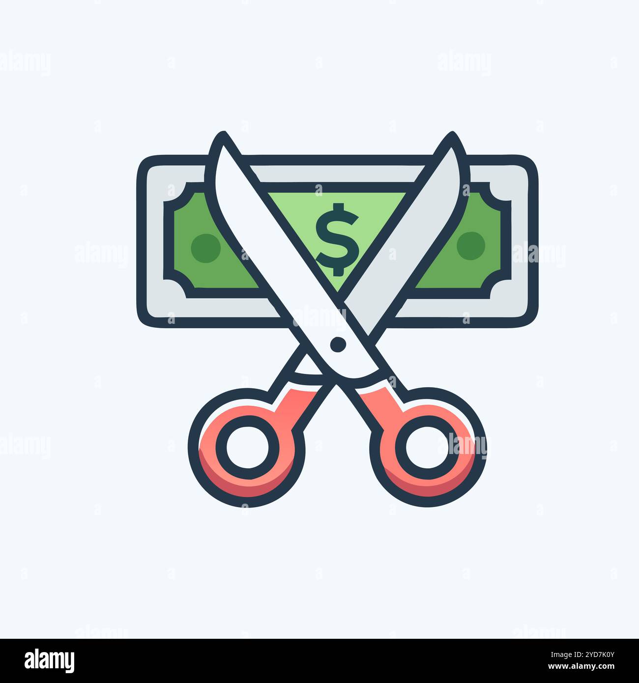 Immagine grafica vettoriale icona taglio budget. Illustrazione Vettoriale