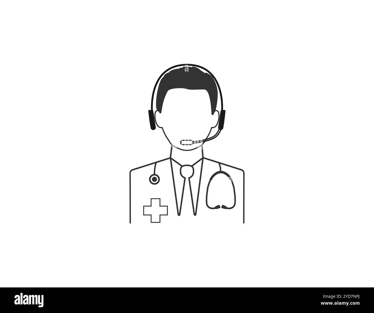 Consultazione, aiuto, online, icona medica. Illustrazione vettoriale. Illustrazione Vettoriale