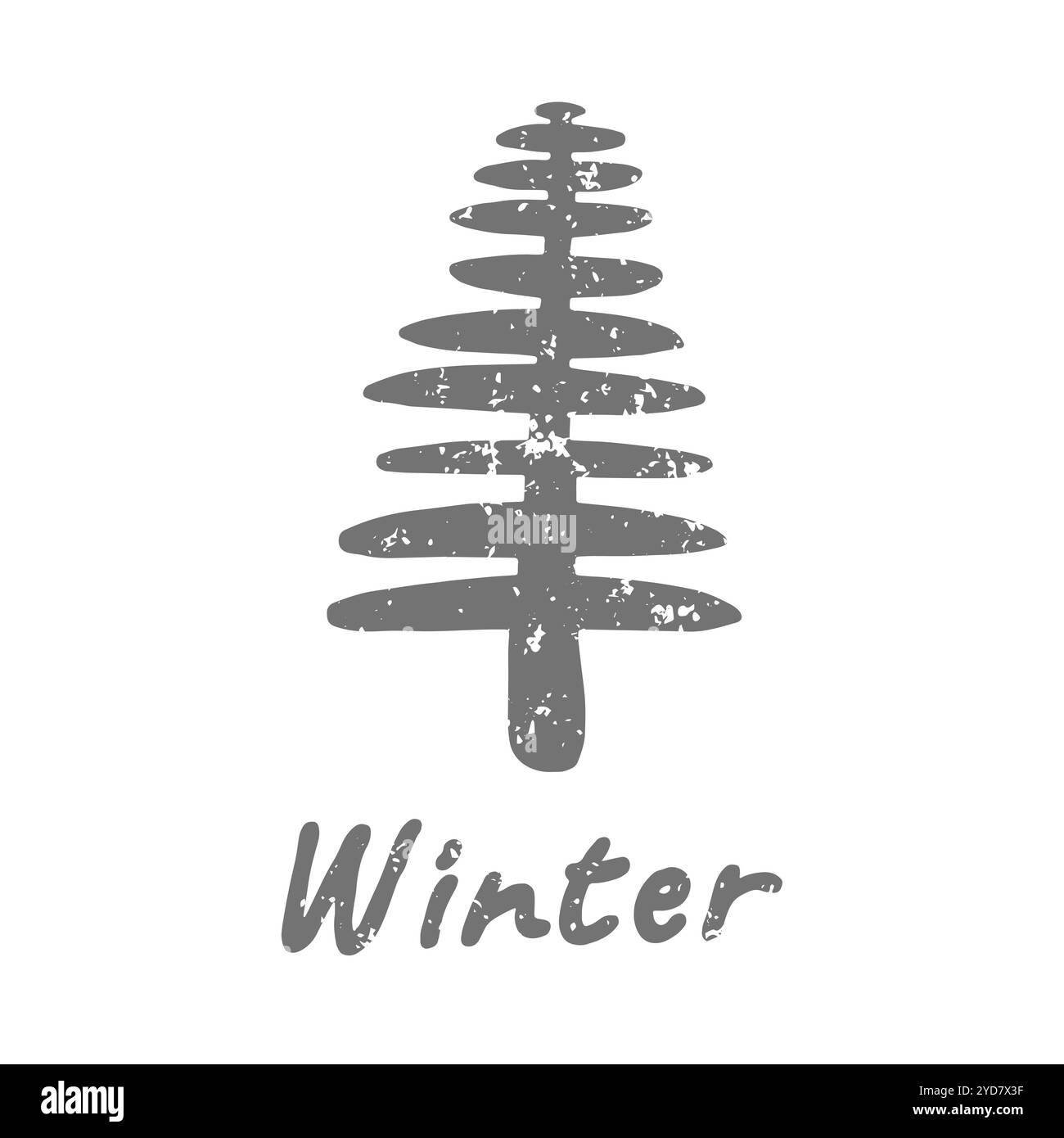 Un albero di Natale con una consistenza in un vettore. Un albero di Natale disegnato a mano. Black Friday, sconto. Pubblicità, etichette, cartoline, stampe su tessuti Illustrazione Vettoriale