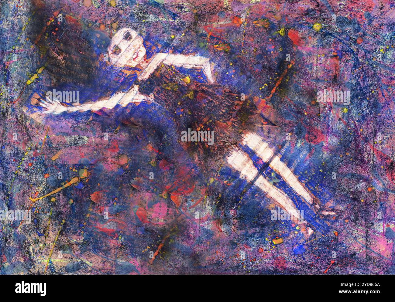 Disegno di una bambina che vola nel cielo Foto Stock