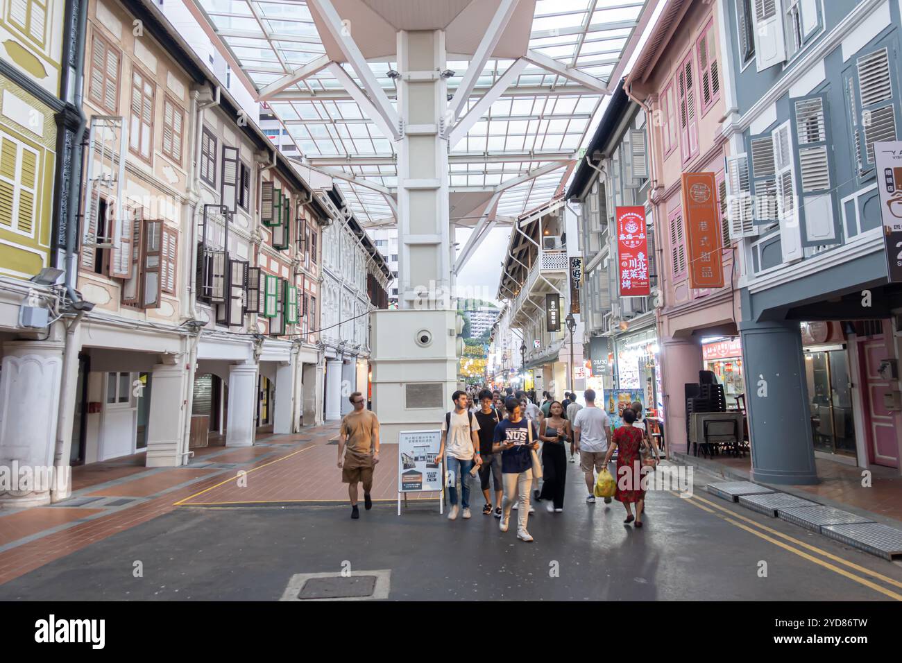 Smith Street Singapore Chinatown, negozi tradizionali, turisti Foto Stock