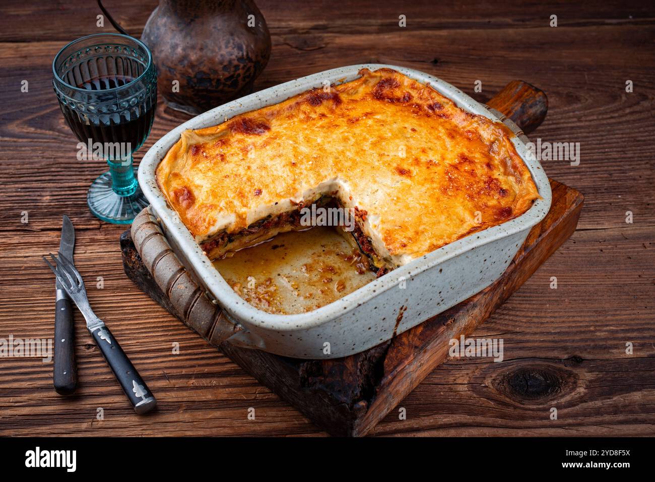 Moussaka greca tradizionale con carne macinata Foto Stock