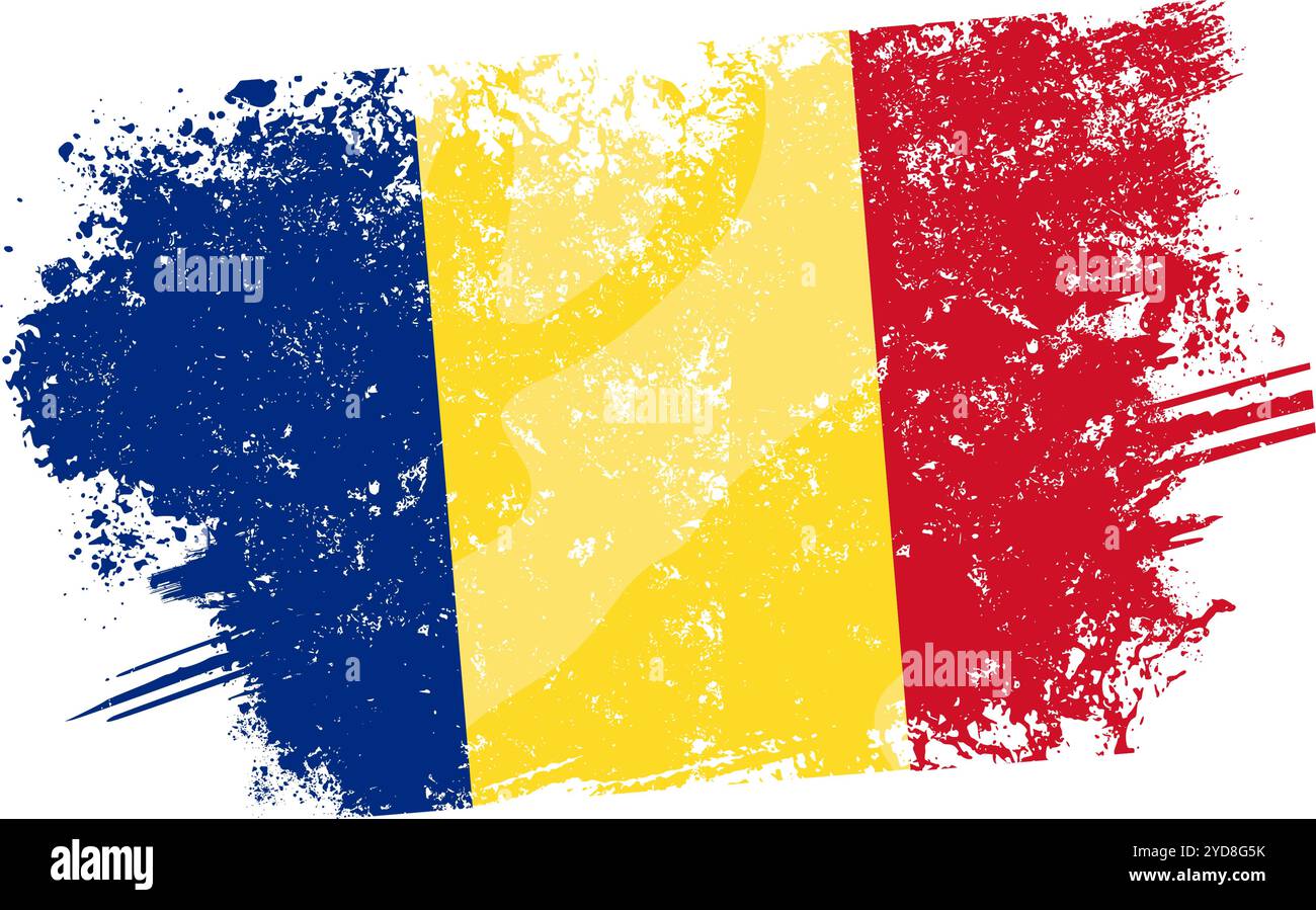bandiera della romania con effetto grunge Illustrazione Vettoriale