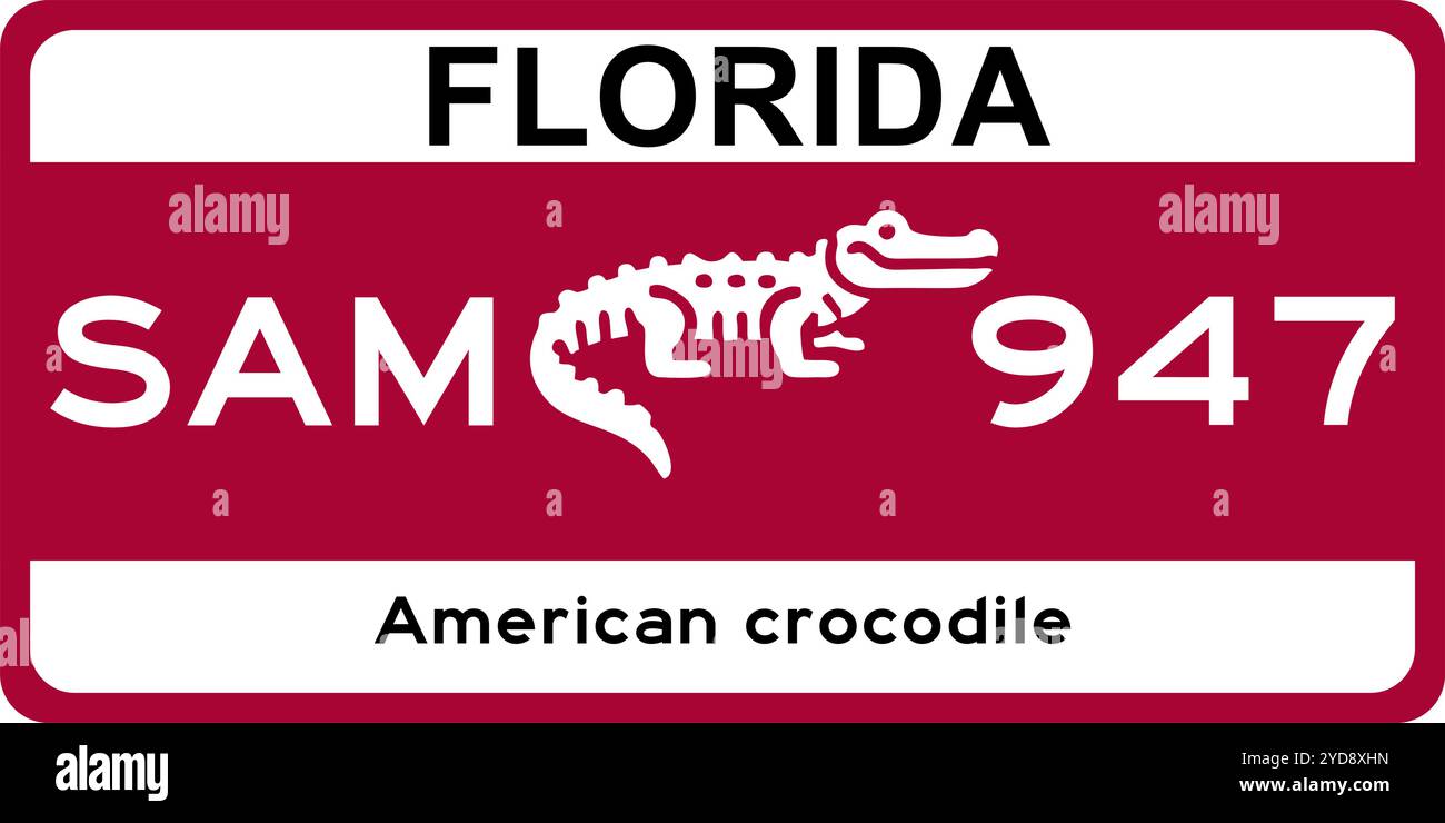 Florida License Plate Design con l'icona dello Space Shuttle A Tribute to the Sunshine State's role in Space Exploration, Innovation, and Bold Frontiers Illustrazione Vettoriale