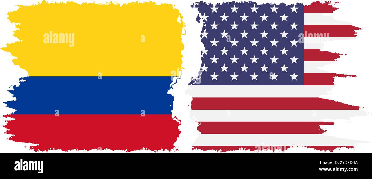 Stati Uniti e Colombia grunge bandiere connessione, vettore Illustrazione Vettoriale