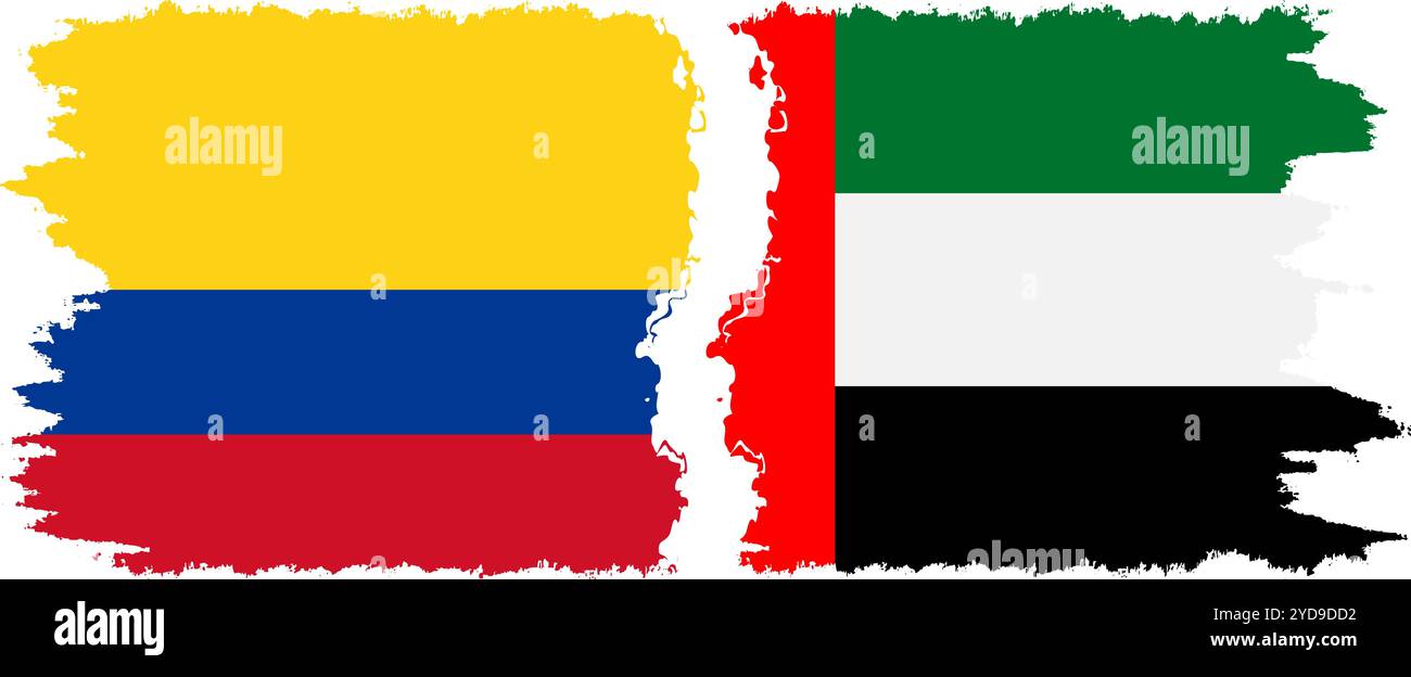 Emirati Arabi Uniti e Colombia grunge bandiere connessione, vettore Illustrazione Vettoriale