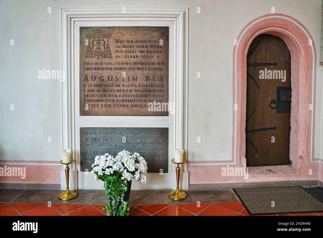 Die Pfarrkirche St. Genesius steht a Riedböhringen, einem Ortsteil der Stadt Blumberg im Schwarzwald-Baar-Kreis nel Baden-Württemberg. In der Kirche B. Foto Stock