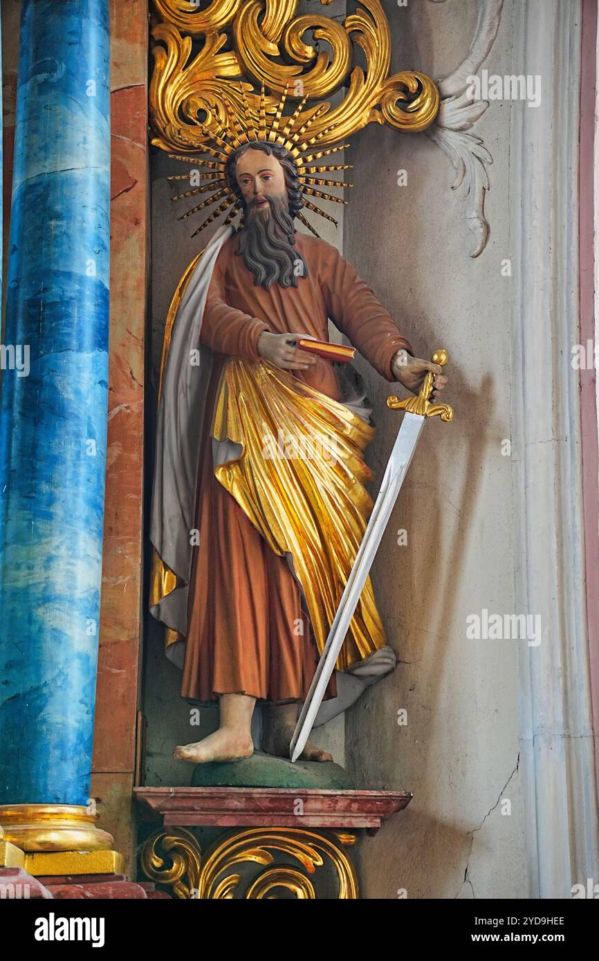 Die Pfarrkirche St. Genesius steht a Riedböhringen, einem Ortsteil der Stadt Blumberg im Schwarzwald-Baar-Kreis nel Baden-Württemberg. In der Kirche B. Foto Stock