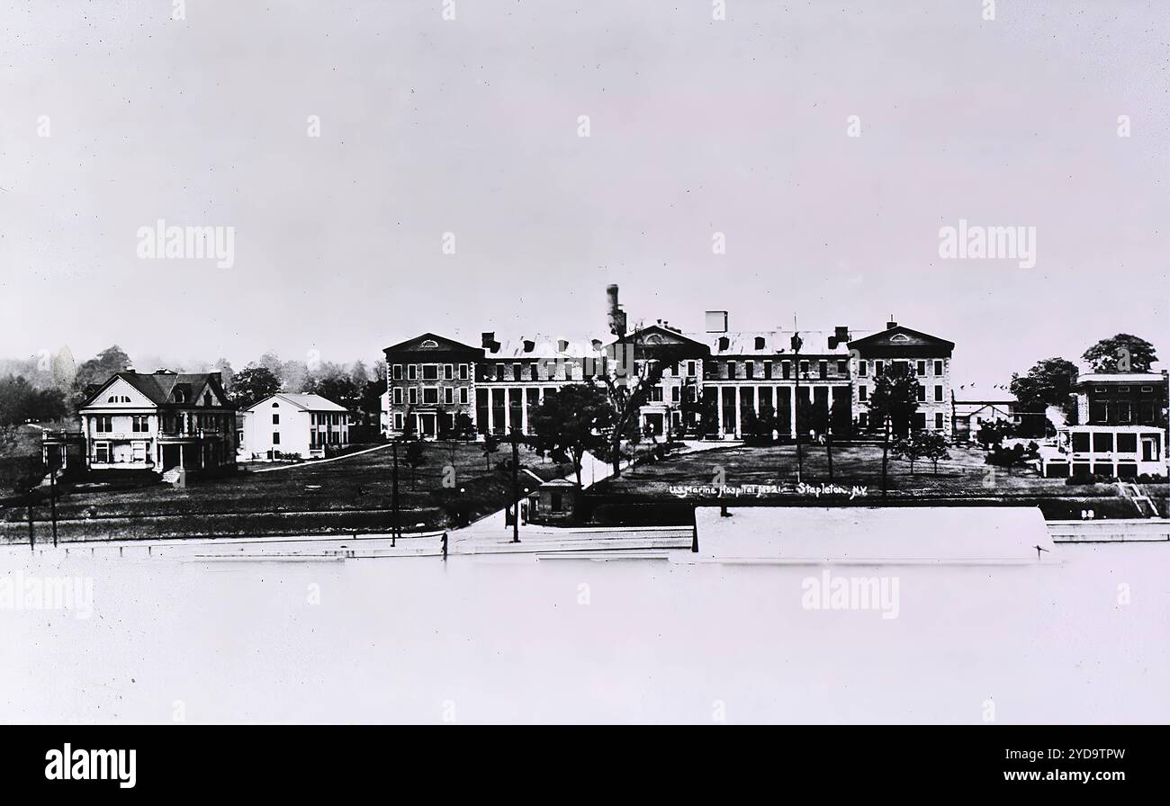 U.S. Marine Hospital No. 21 a Stapleton, Staten Island, New York. Il laboratorio igienico di una stanza, precursore del National Institutes of Health, si trovava in questo edificio. Marine Hospital, Staten Island 016867_347 Foto Stock