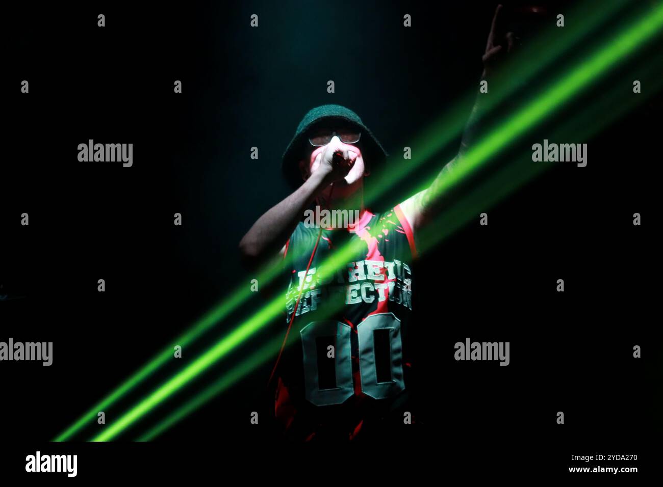 24 ottobre 2024, città del Messico, Ciudad de Mexico, Messico: Daniel Graves cantante della band electro Goth Pop americana-austriaca Aesthetic Perfection si esibisce sul palco come parte del Fall Goth Tour 2024 al San Rafael Forum. Il 24 ottobre 2024 a città del Messico, Messico. (Credit Image: © Carlos Santiago/eyepix via ZUMA Press Wire) SOLO PER USO EDITORIALE! Non per USO commerciale! Foto Stock