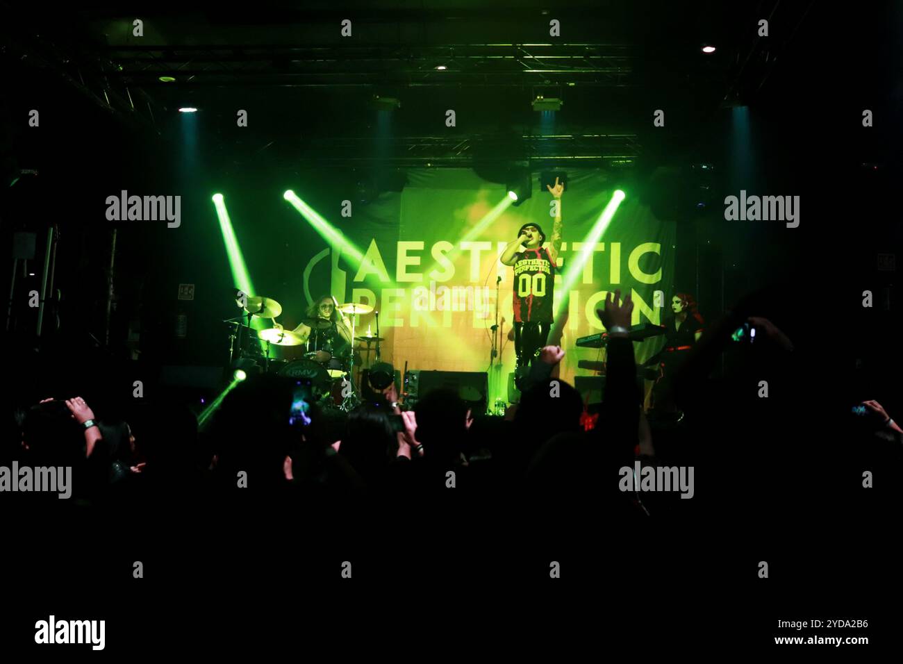 24 ottobre 2024, città del Messico, Ciudad de Mexico, Messico: Daniel Graves cantante della band electro Goth Pop americana-austriaca Aesthetic Perfection si esibisce sul palco come parte del Fall Goth Tour 2024 al San Rafael Forum. Il 24 ottobre 2024 a città del Messico, Messico. (Credit Image: © Carlos Santiago/eyepix via ZUMA Press Wire) SOLO PER USO EDITORIALE! Non per USO commerciale! Foto Stock