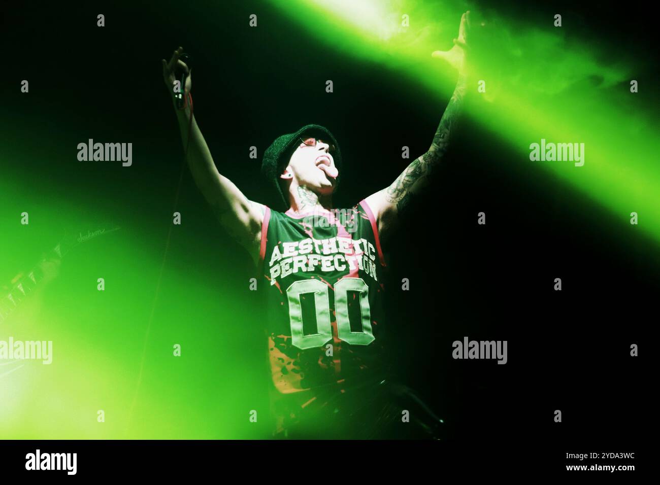 24 ottobre 2024, città del Messico, Ciudad de Mexico, Messico: Daniel Graves cantante della band electro Goth Pop americana-austriaca Aesthetic Perfection si esibisce sul palco come parte del Fall Goth Tour 2024 al San Rafael Forum. Il 24 ottobre 2024 a città del Messico, Messico. (Credit Image: © Carlos Santiago/eyepix via ZUMA Press Wire) SOLO PER USO EDITORIALE! Non per USO commerciale! Foto Stock