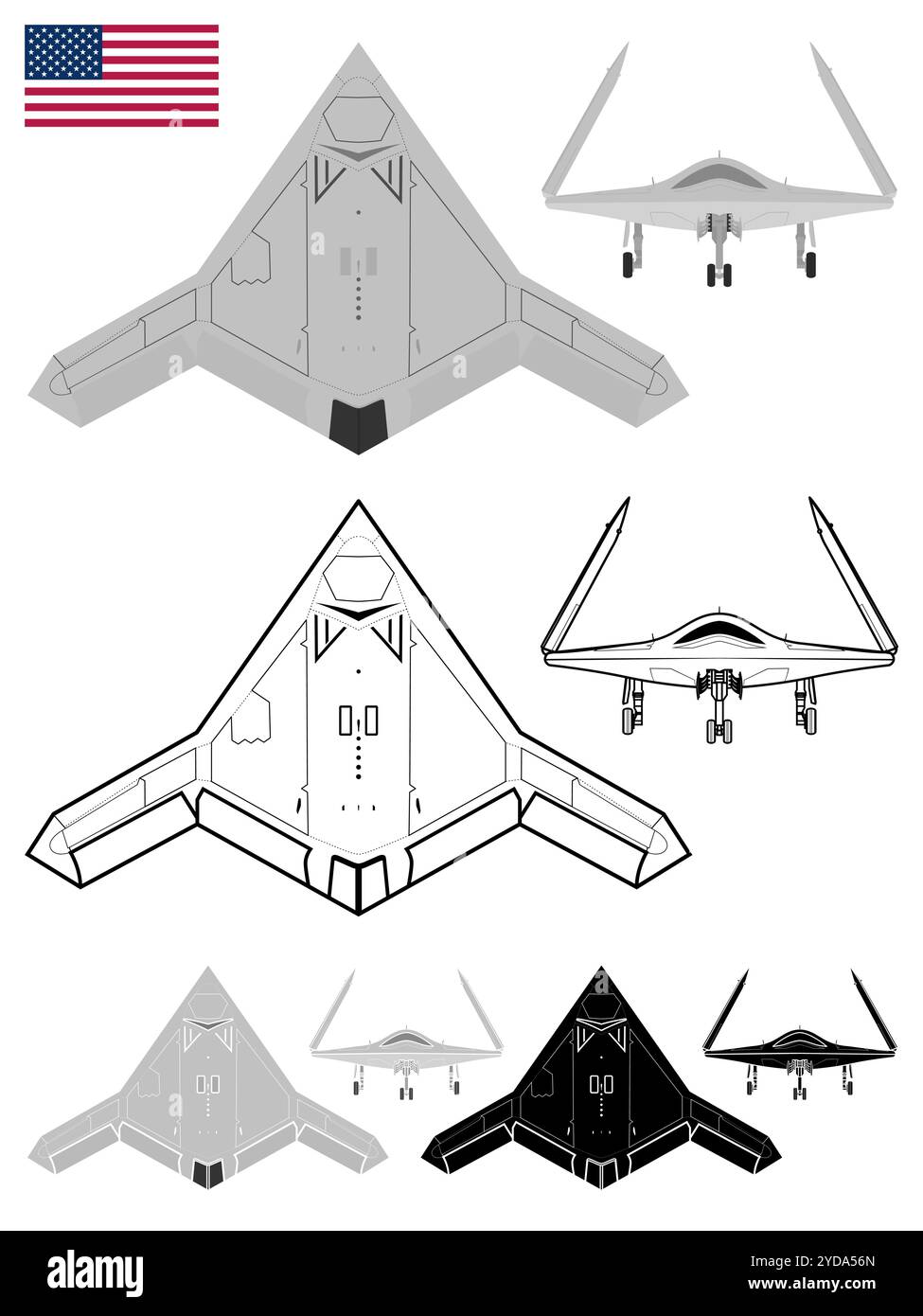 Drone militare UAV Concept vettore USA Illustrazione Vettoriale