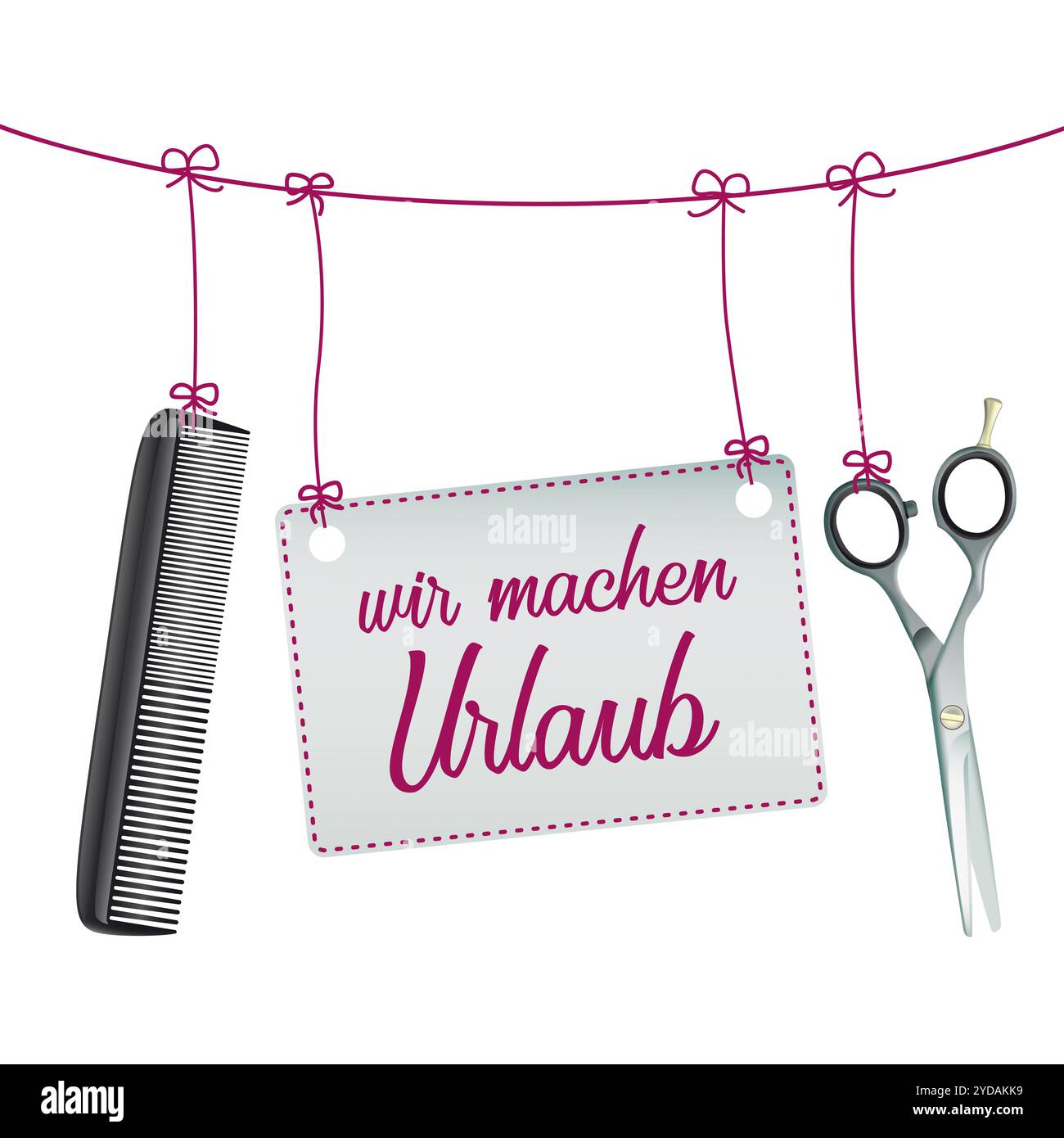 Testo tedesco Wir machen Urlaub, Traduci andiamo in vacanza. File vettoriale EPS 10. Foto Stock