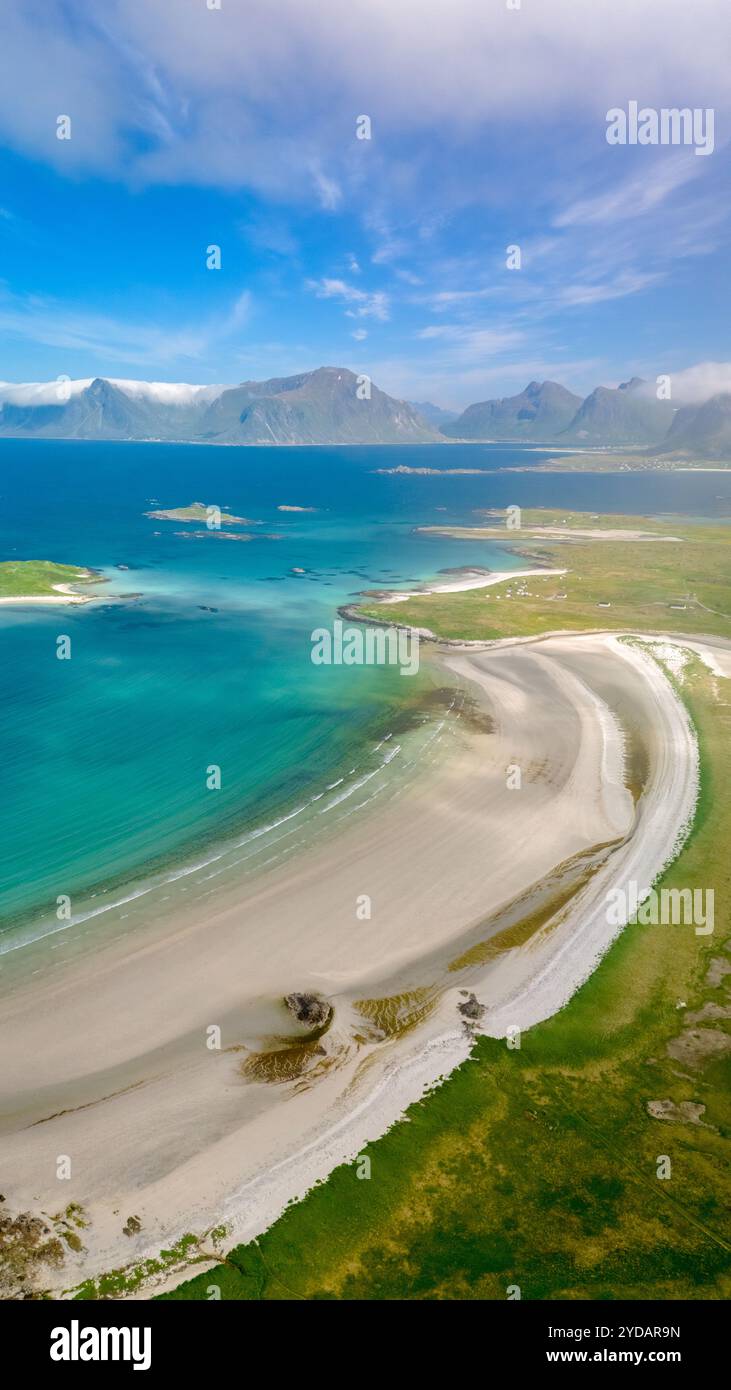 Un paradiso costiero in Norvegia, Kolbeinsanden Beach, Lofoten Foto Stock
