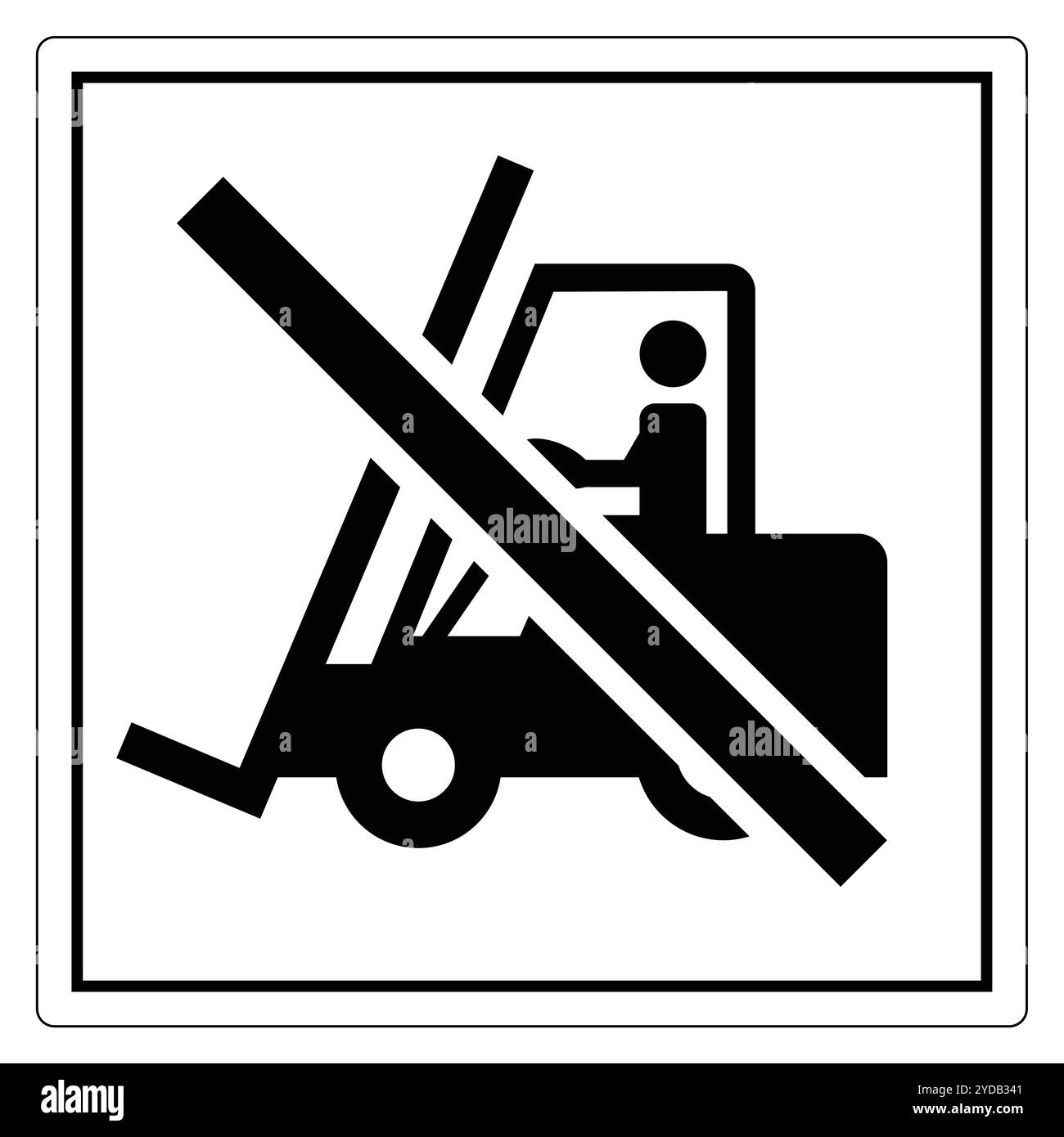 Nessun cartello per carrelli elevatori a forche per la consapevolezza della sicurezza sul luogo di lavoro Illustrazione Vettoriale