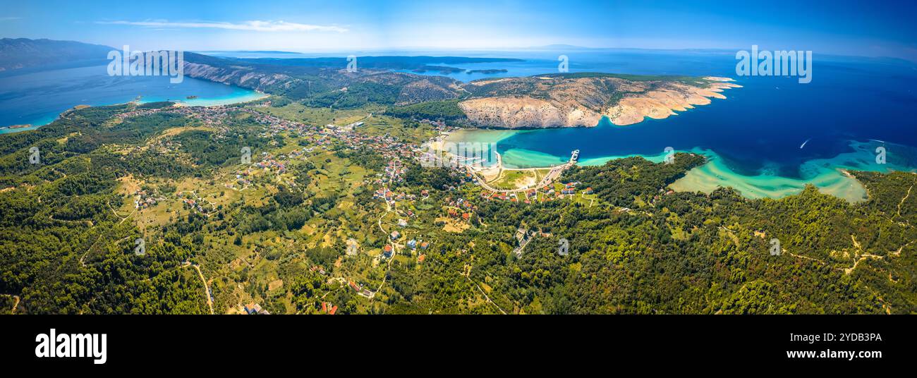 Vista panoramica aerea di Lopar sull'isola di Rab Foto Stock
