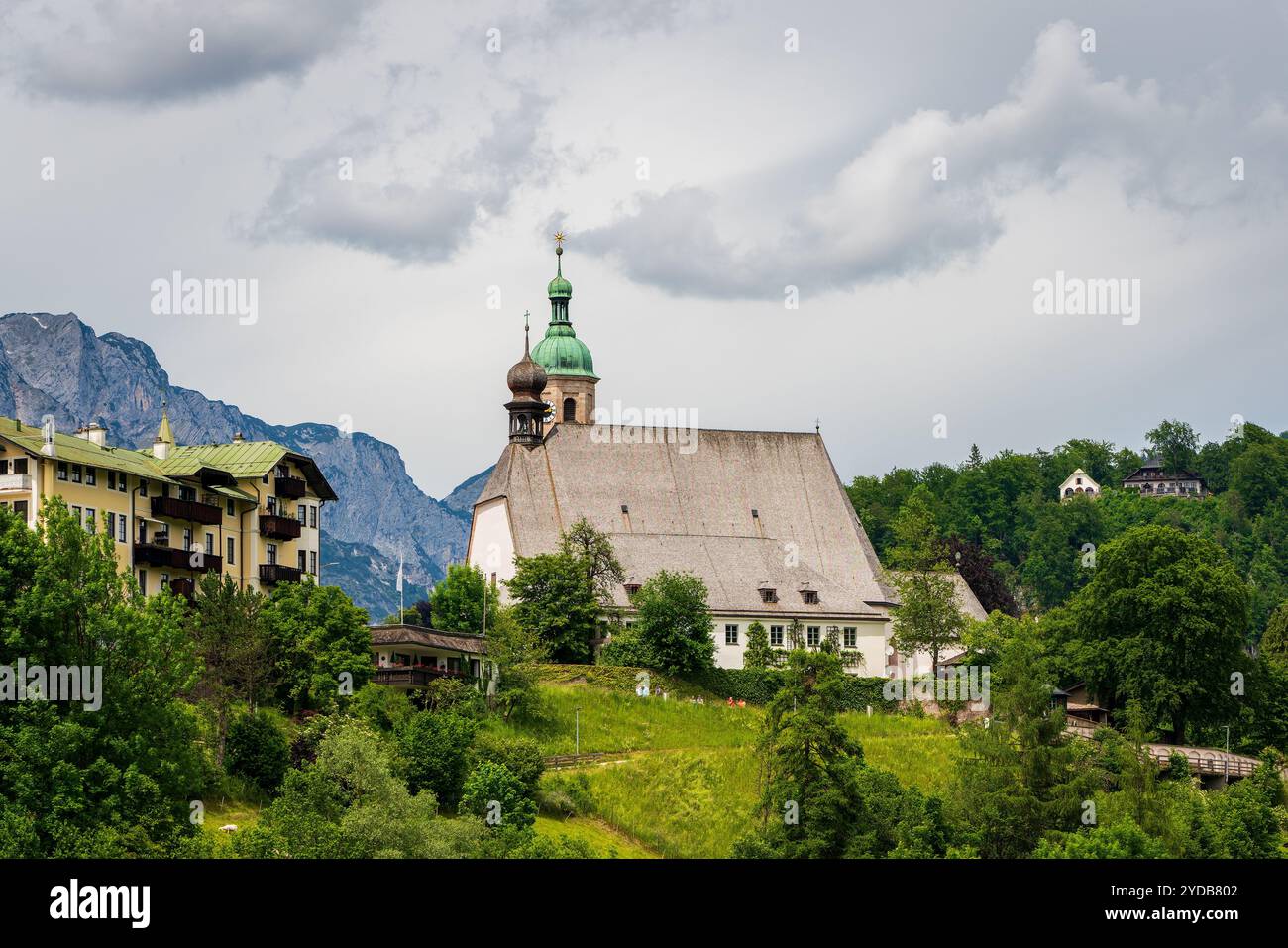 Monastero francescano e chiesa a Berchtesgaden in Baviera, Germania. Foto Stock