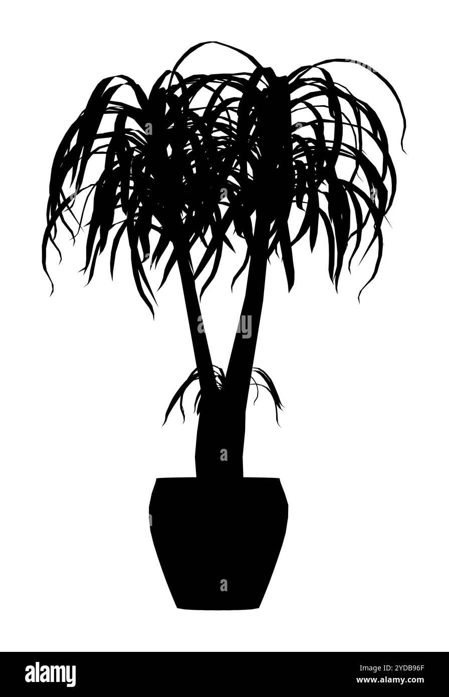 Silhouette Vector di piante in vaso. Vettore icona silhouette impianto domestico Illustrazione Vettoriale