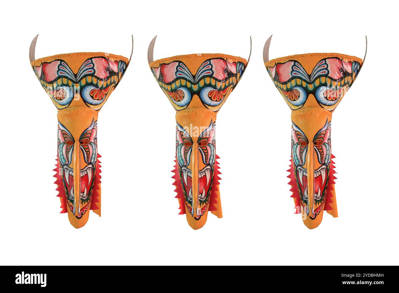 Maschera fantasma e costume colorato Festival Phi Ta Khon festival nel quartiere Dan Sai. Provincia di Loei, Thailandia Foto Stock