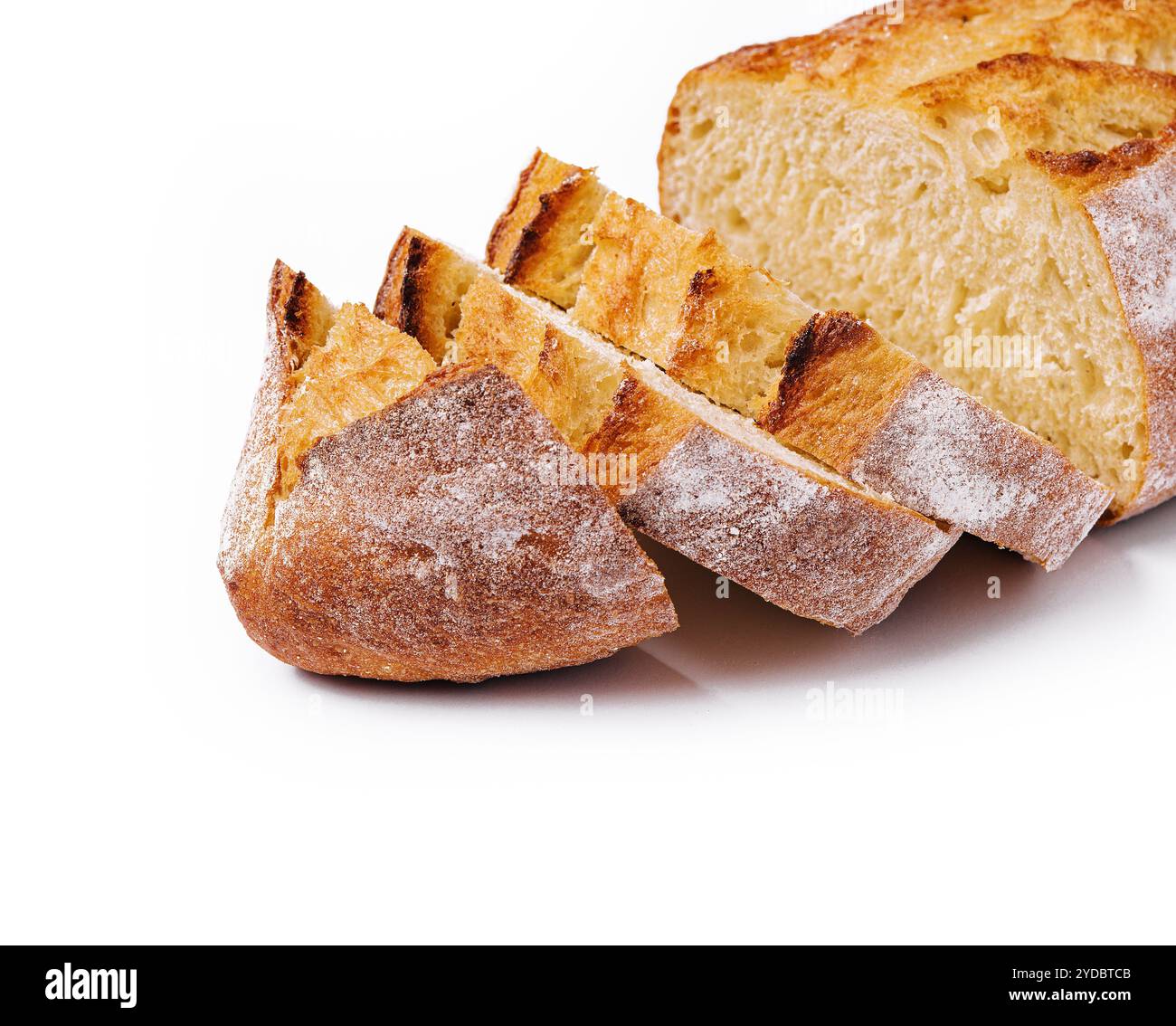 Il pane affettato isolati su sfondo bianco Foto Stock