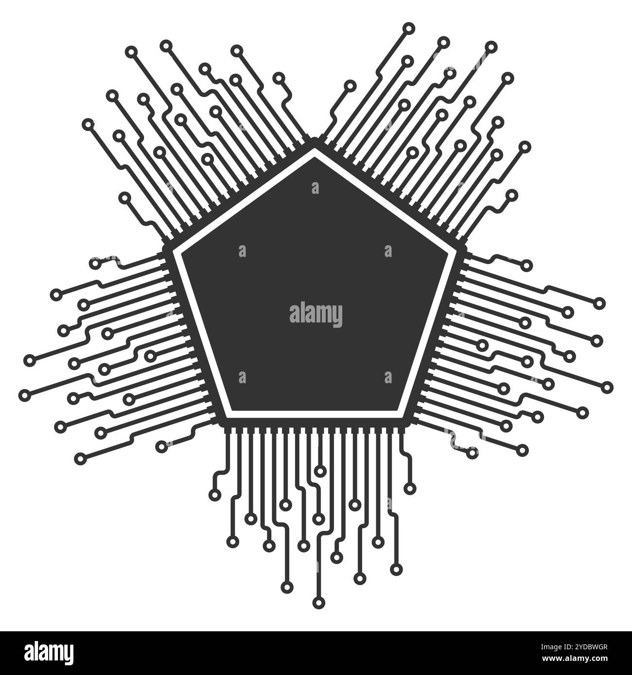 INTELLIGENZA ARTIFICIALE, CPU, icona microchip GPU, simbolo microchip di apprendimento automatico, icona ML, segno di intelligenza artificiale. Immagine di illustrazione vettoriale. Isolato su bianco Illustrazione Vettoriale