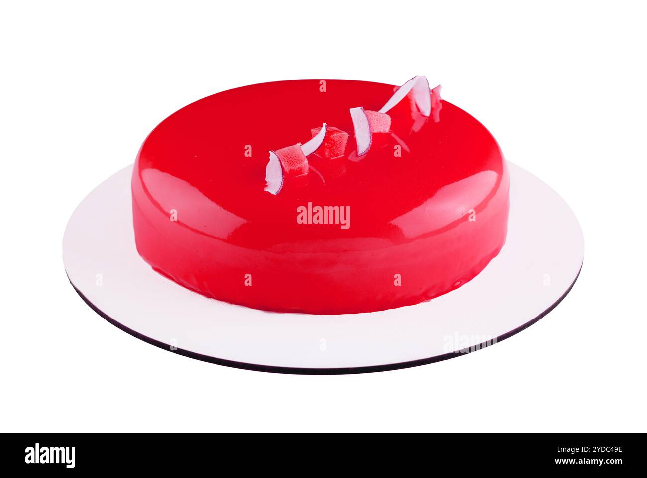 Mousse rossa su piatto bianco Foto Stock